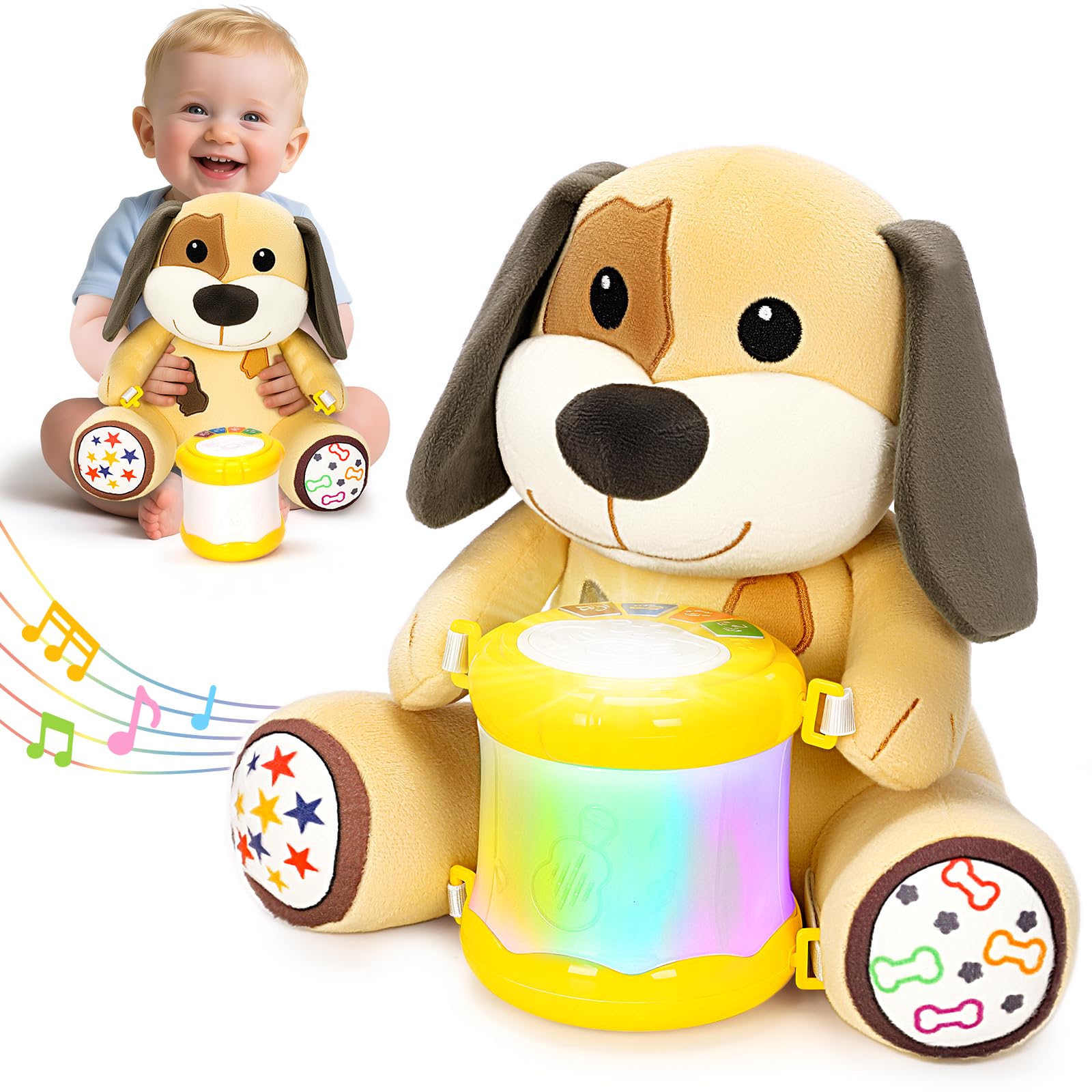 Hodurgyi puppy plush with lights stimulates early exploration through music