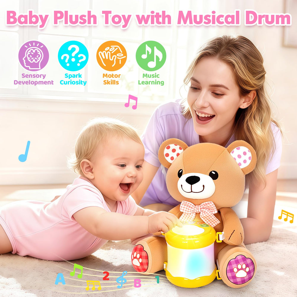 Hodurgyi bear-led-lights-drum provides bright visuals and rhythm for babies.