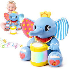 Hodurgyi elephant musical plush toy with lights for early learning and cuddling.