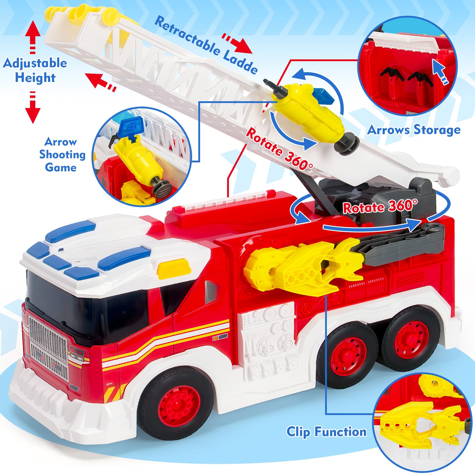 Hodurgyi fire truck toy with water spray feature for engaging outdoor adventures.