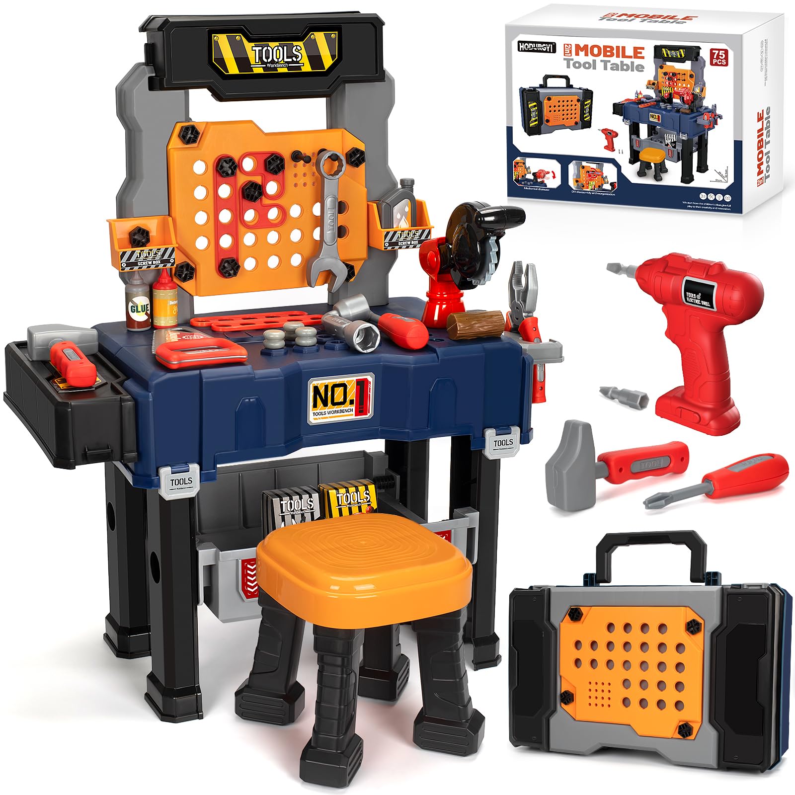Hodurgyi kids tool bench with drill shows durable build for imaginative play