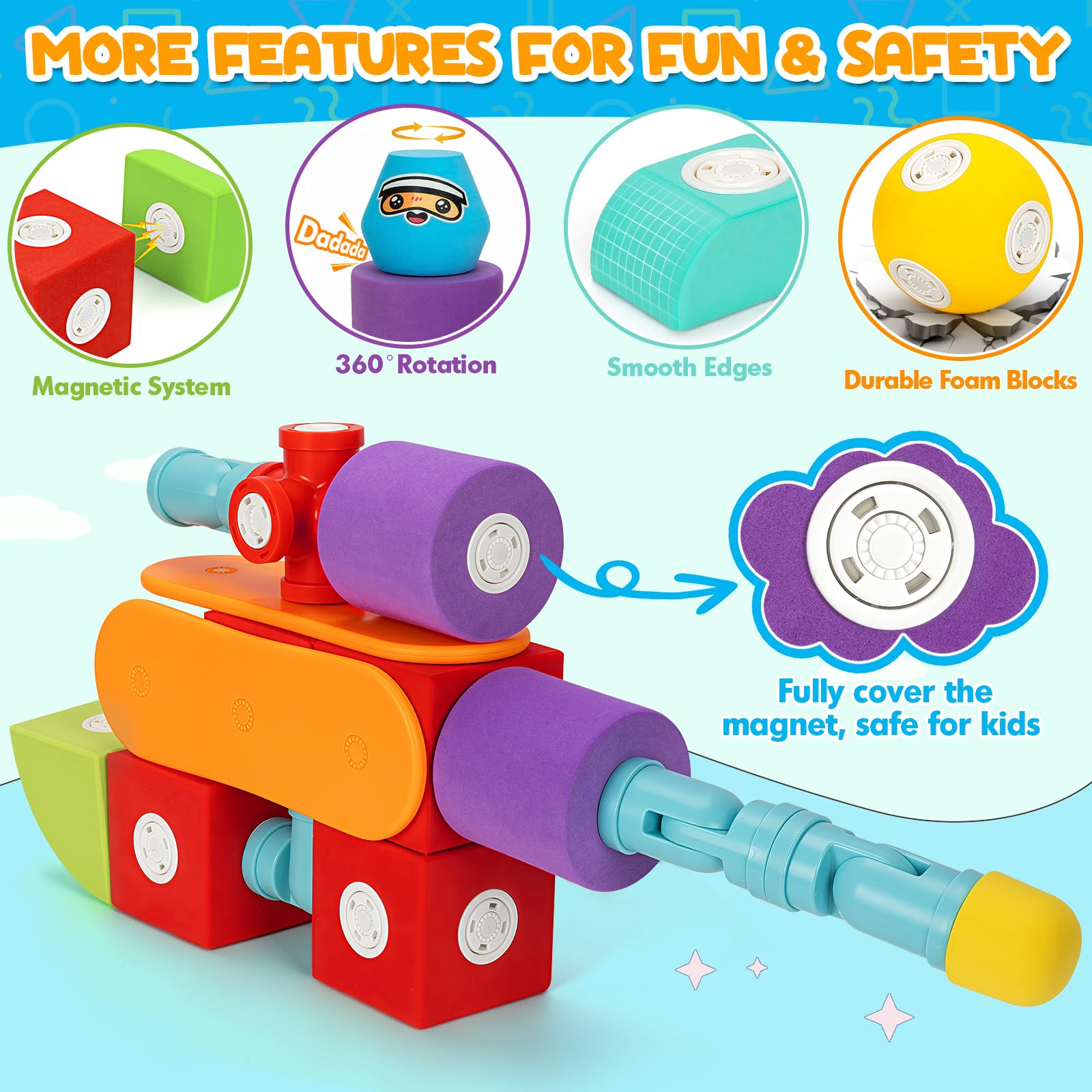 Water-friendly foam blocks for bath play with Hodurgyi.