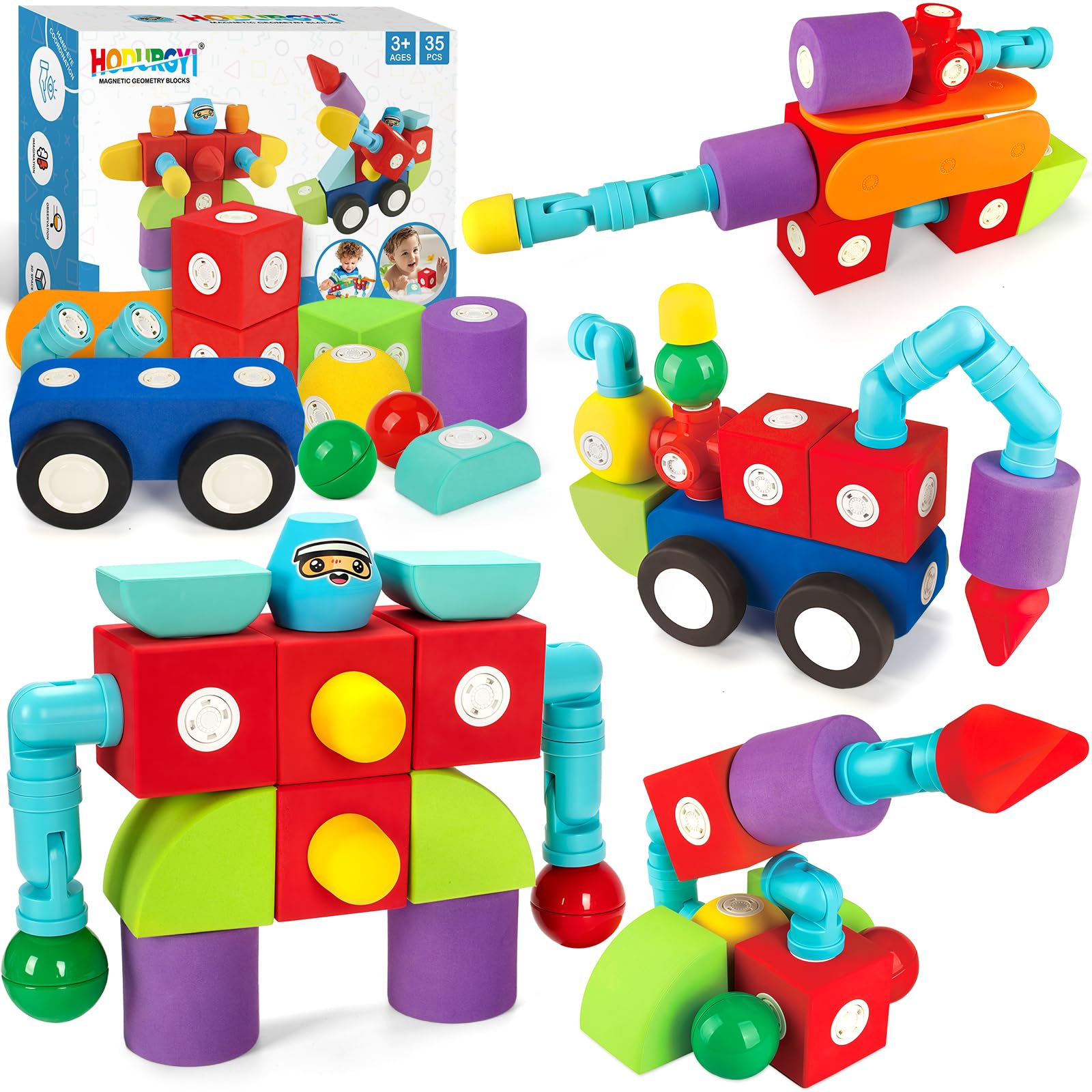 Hodurgyi magnetic foam blocks in a premium gift box for birthdays.