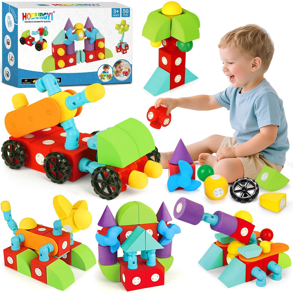 Hodurgyi magnetic foam blocks variety shapes promote geometric exploration and safe stacking