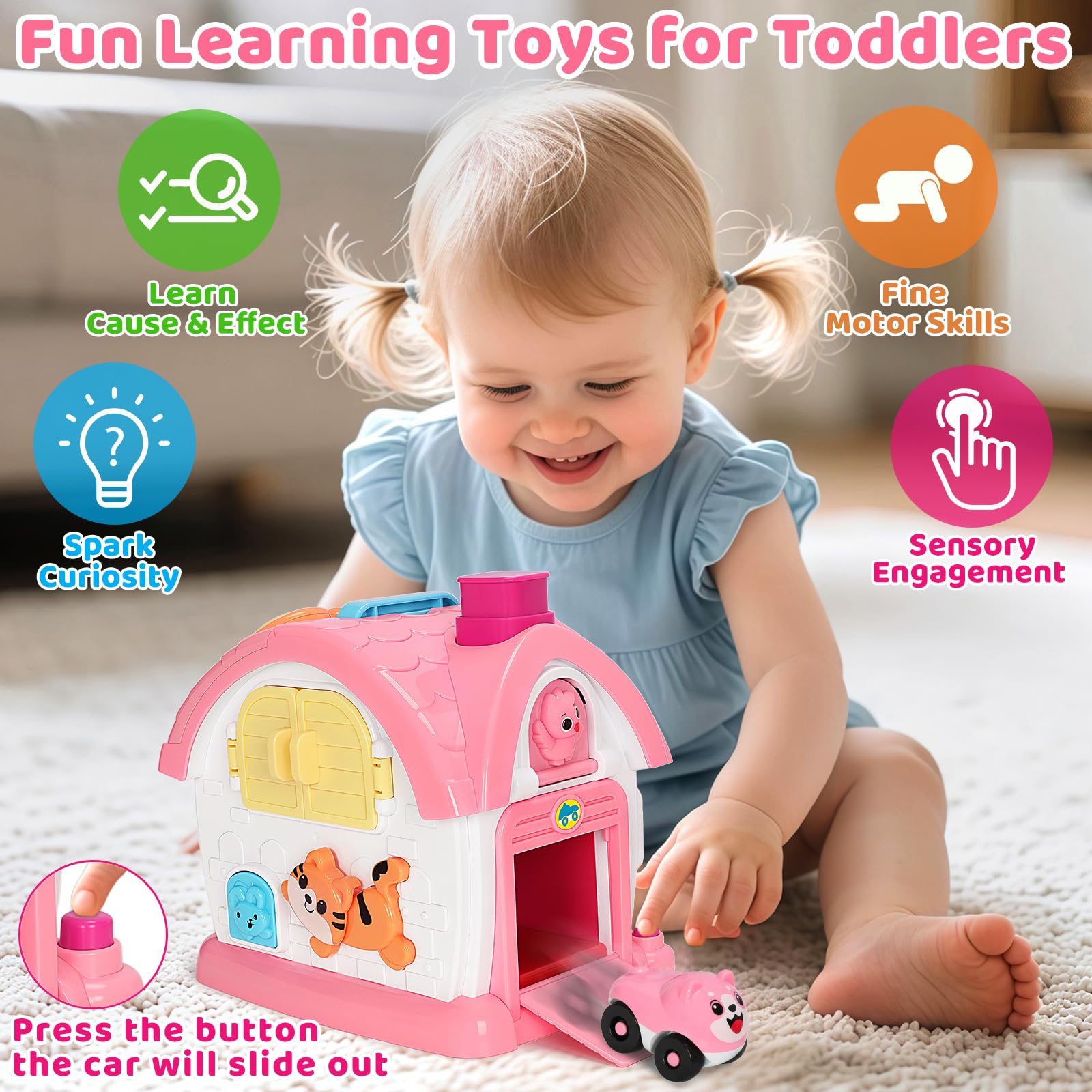 Hodurgyi learning house with alphabet buttons supports early literacy through interactive play.