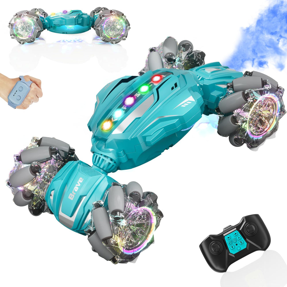 Hodurgyi RC stunt car supports indoor and outdoor play with easy charging options.