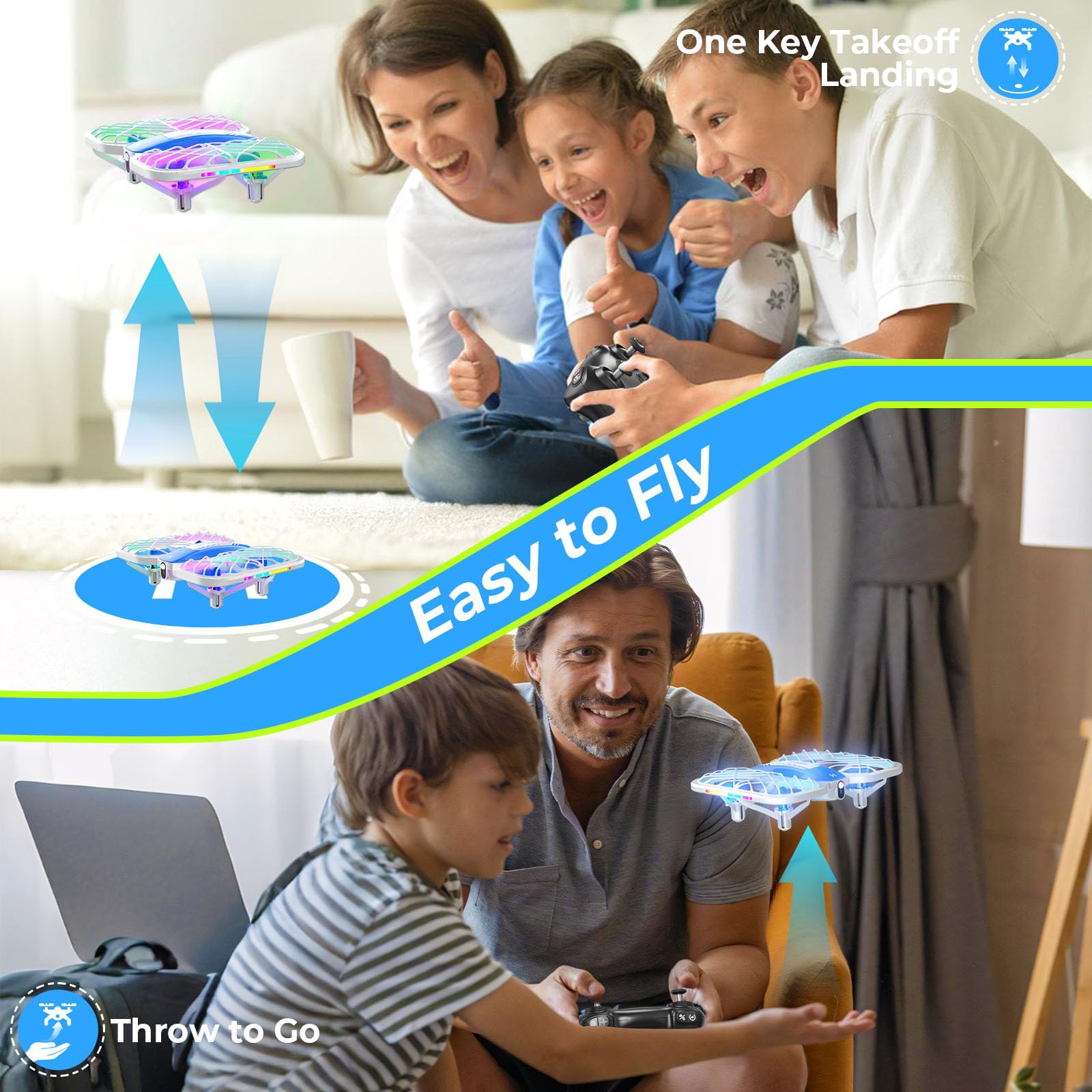 HOFMOC mini drone battery life extended with dual batteries for longer sessions.