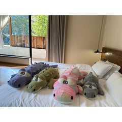 Hofun4U Alligator plush pillow 38 inch blue, soft cuddle buddy for reading