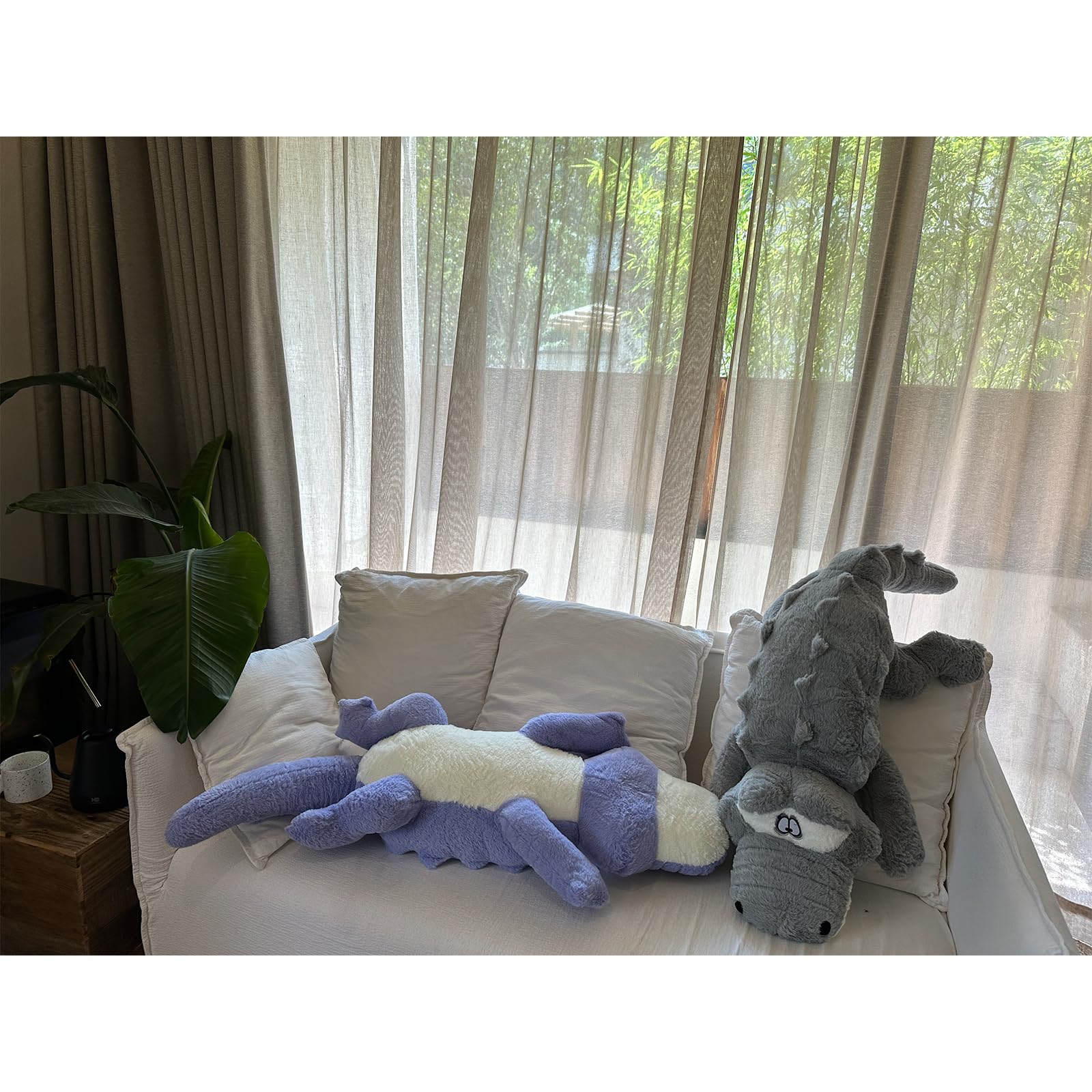 Hofun4U Alligator plush pillow 38 inch cream, cozy nursery or lounge accent