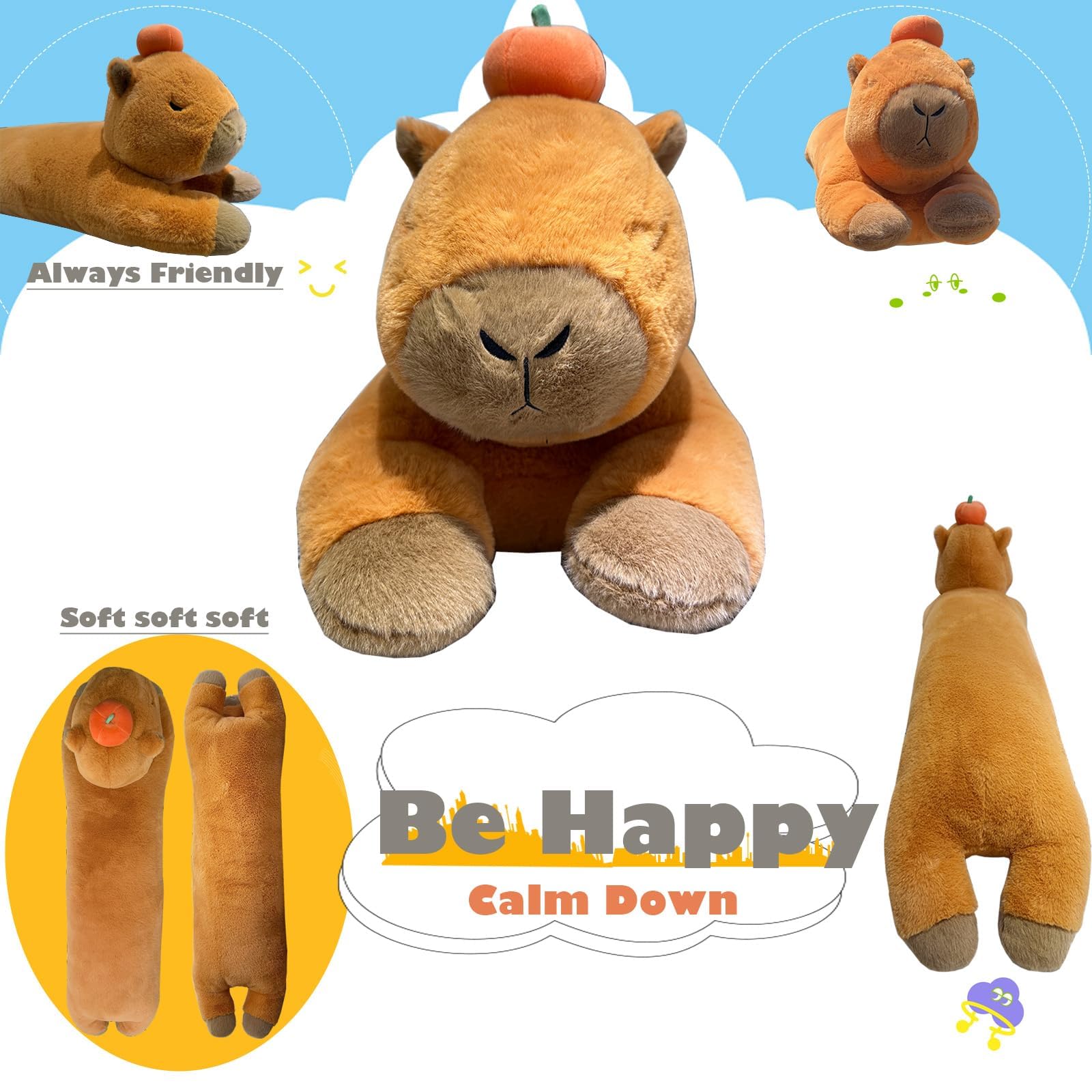 Hofun4U capybara plush lounging on a sofa for reading.