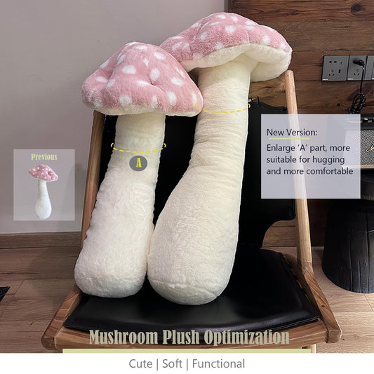 Hofun4U 39-inch mushroom plush pillow side view for relaxed sitting.