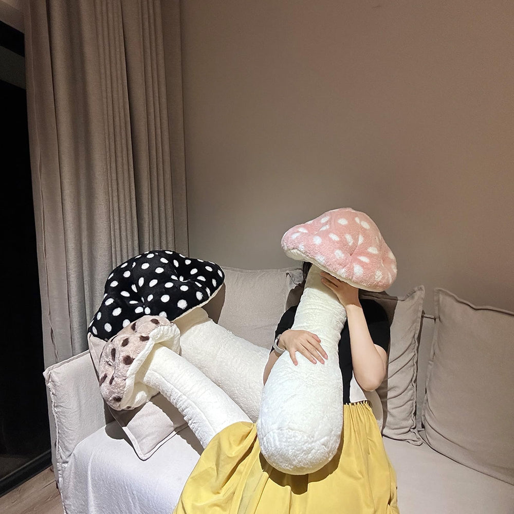 Hofun4U mushroom plush pillow grey close-up demonstrates versatile decor.
