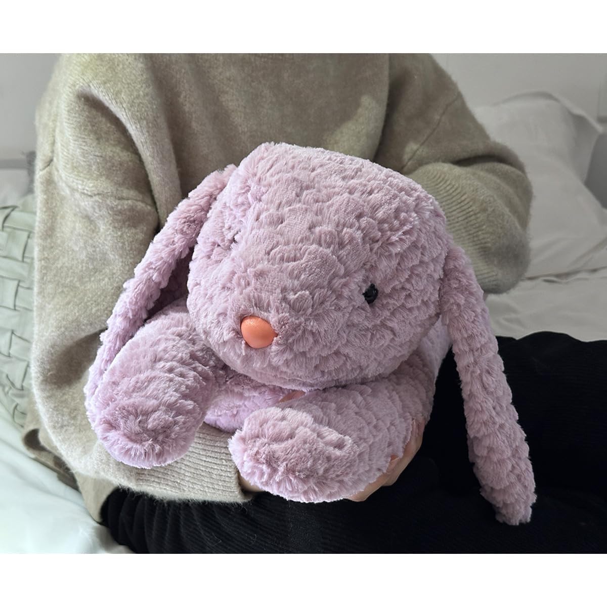 Hofun4U Rabbit Plush Pillow side view, ultra-soft fur for relaxed lounging.