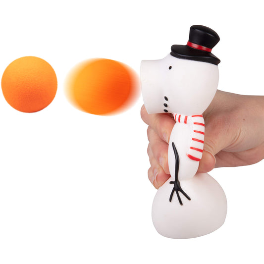 Hog Wild Snowman Ball Popper in action showing air-powered launch up to 20 feet.
