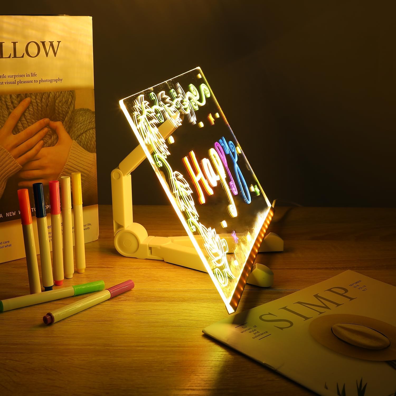 Hogitpe LED Note Board colors: side view shows the adjustable stand