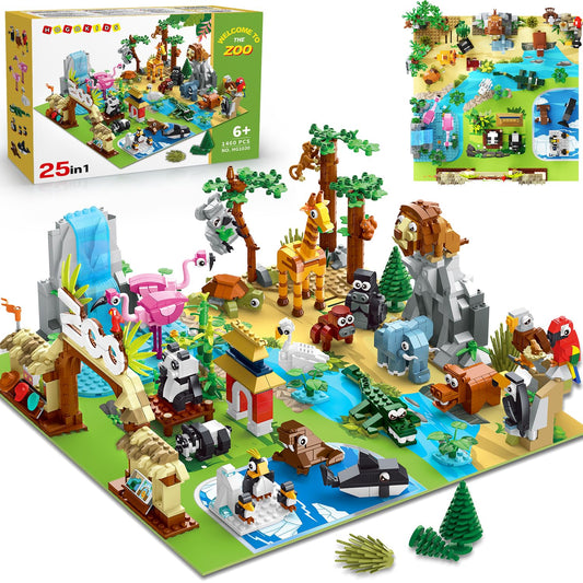 HOGOKIDS 25 Animals Zoo figures for imaginative animal play and storytelling