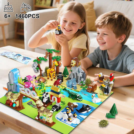 HOGOKIDS Play Mat displaying habitat scenes for immersive wildlife pretend play