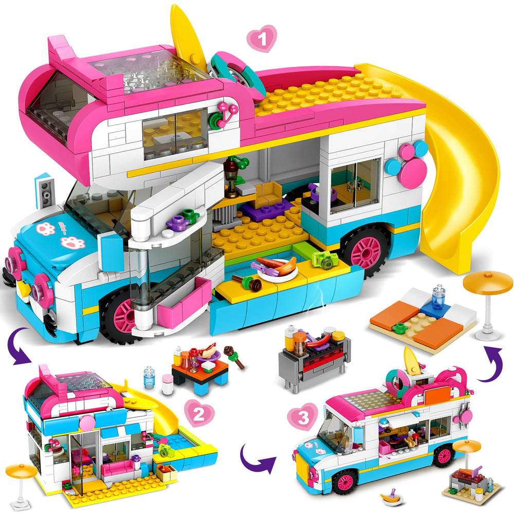 HOGOKIDS 3-in-1 camper van build set with color blocks for creative play