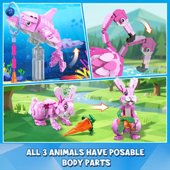 HOGOKIDS pink dolphin figure with raised tail for underwater adventure-inspired play