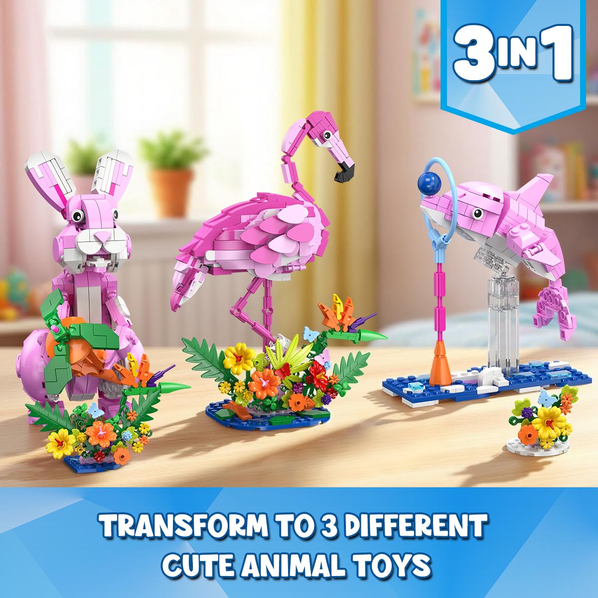 HOGOKIDS colorful flower bush complements each figure for decorative display