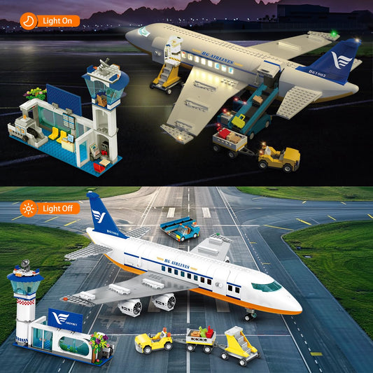 HOGOKIDS airport terminal building kit with detailed interior features.