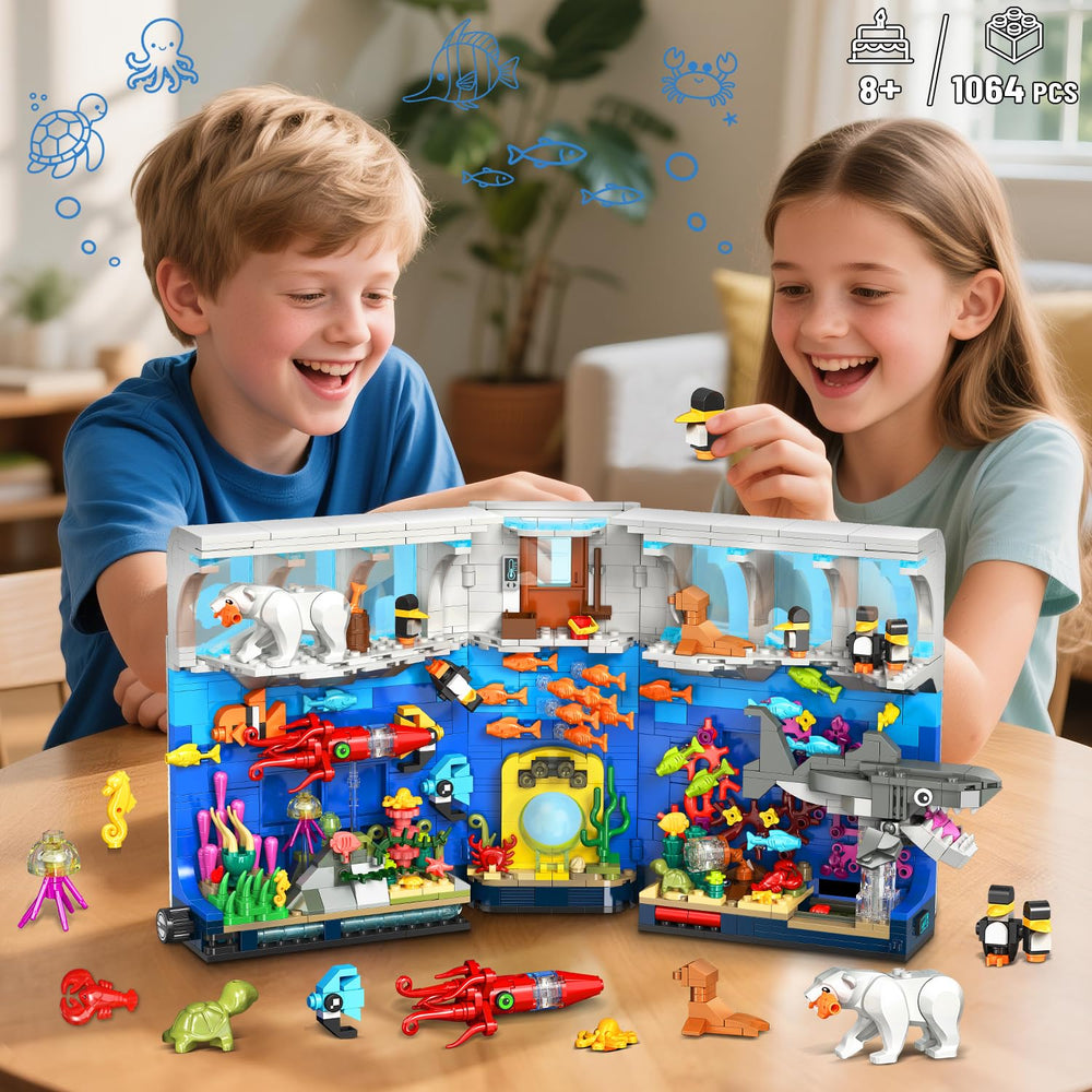 HOGOKIDS side-button mechanism animates squids and sharks for interactivity.