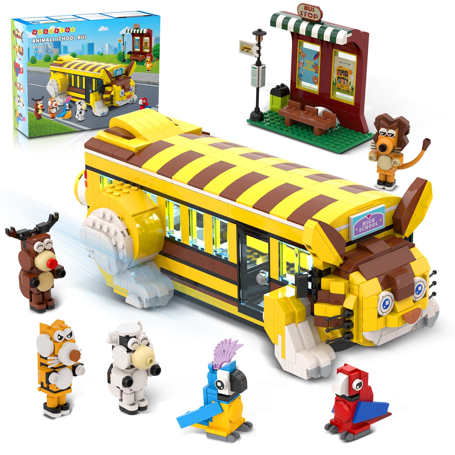HOGOKIDS cat school bus light illuminates imaginative play and bedtime stories