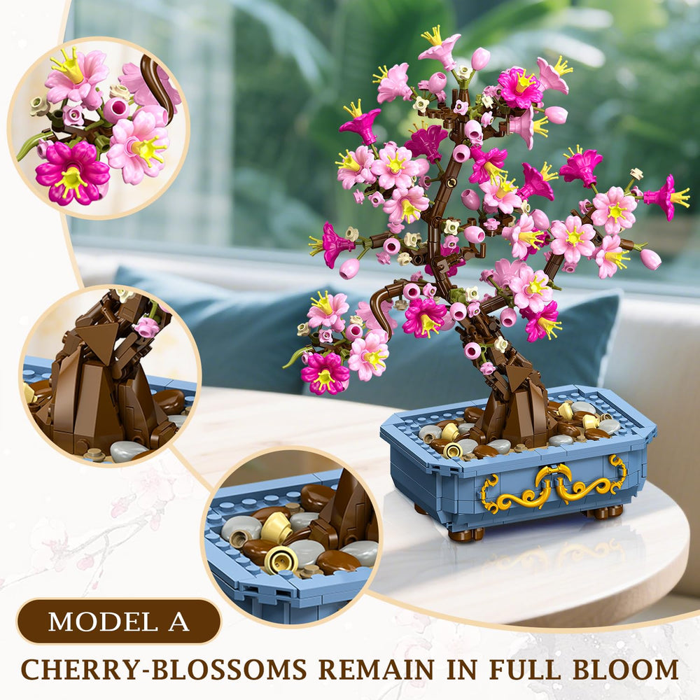HOGOKIDS Cherry-Blossom Bonsai rectangular pot offers elegant planter realism