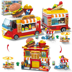 HOGOKIDS city burger truck interior with mini kitchen tools for imaginative play.