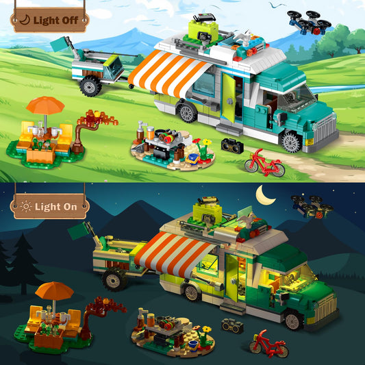 HOGOKIDS city camper van awning extended for shade and pretend camping.