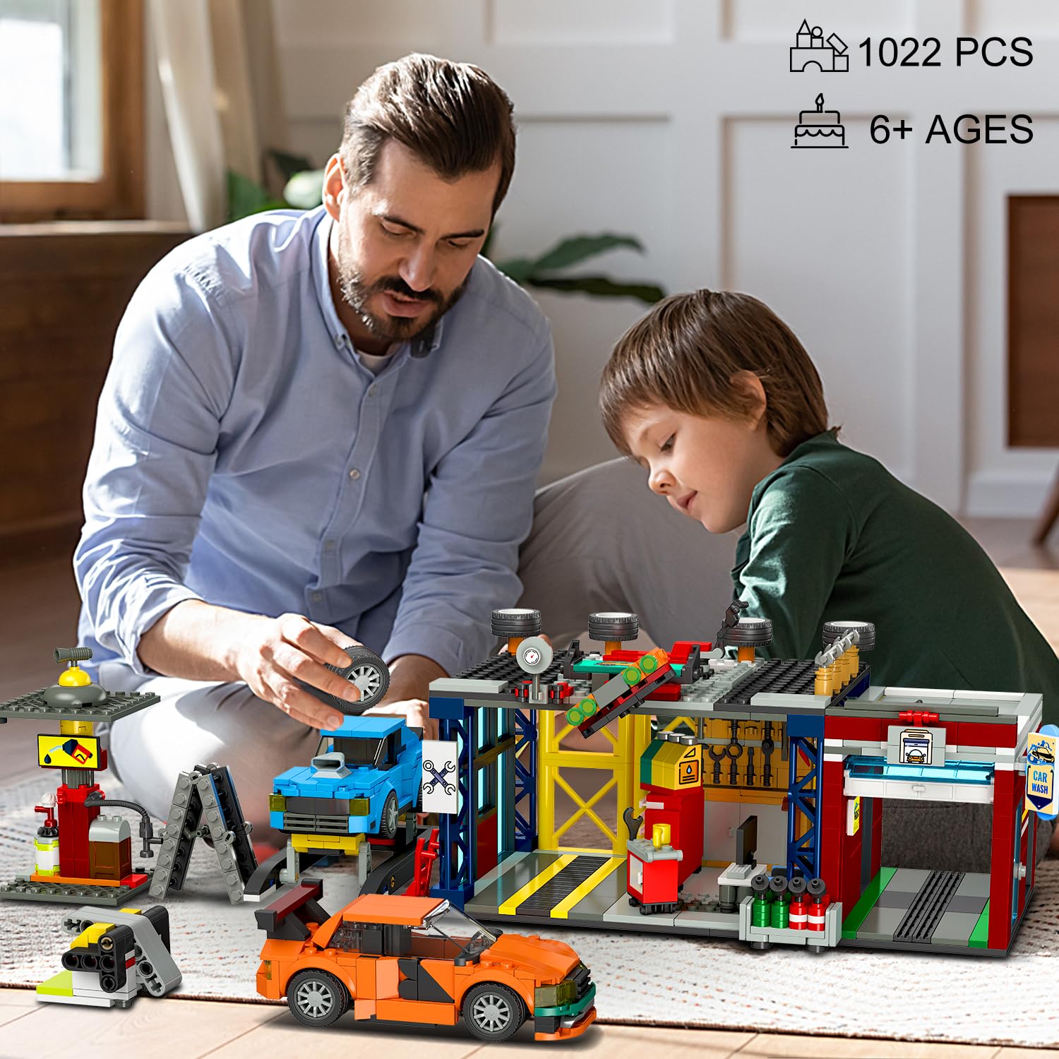 HOGOKIDS City Car Garage gas station highlights fueling scenes for engaging storytelling.