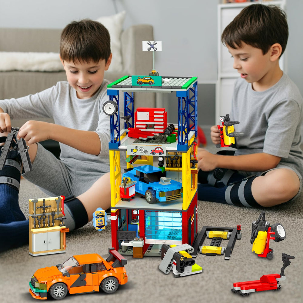HOGOKIDS City Car Garage lift scene helps kids explore repair concepts safely.
