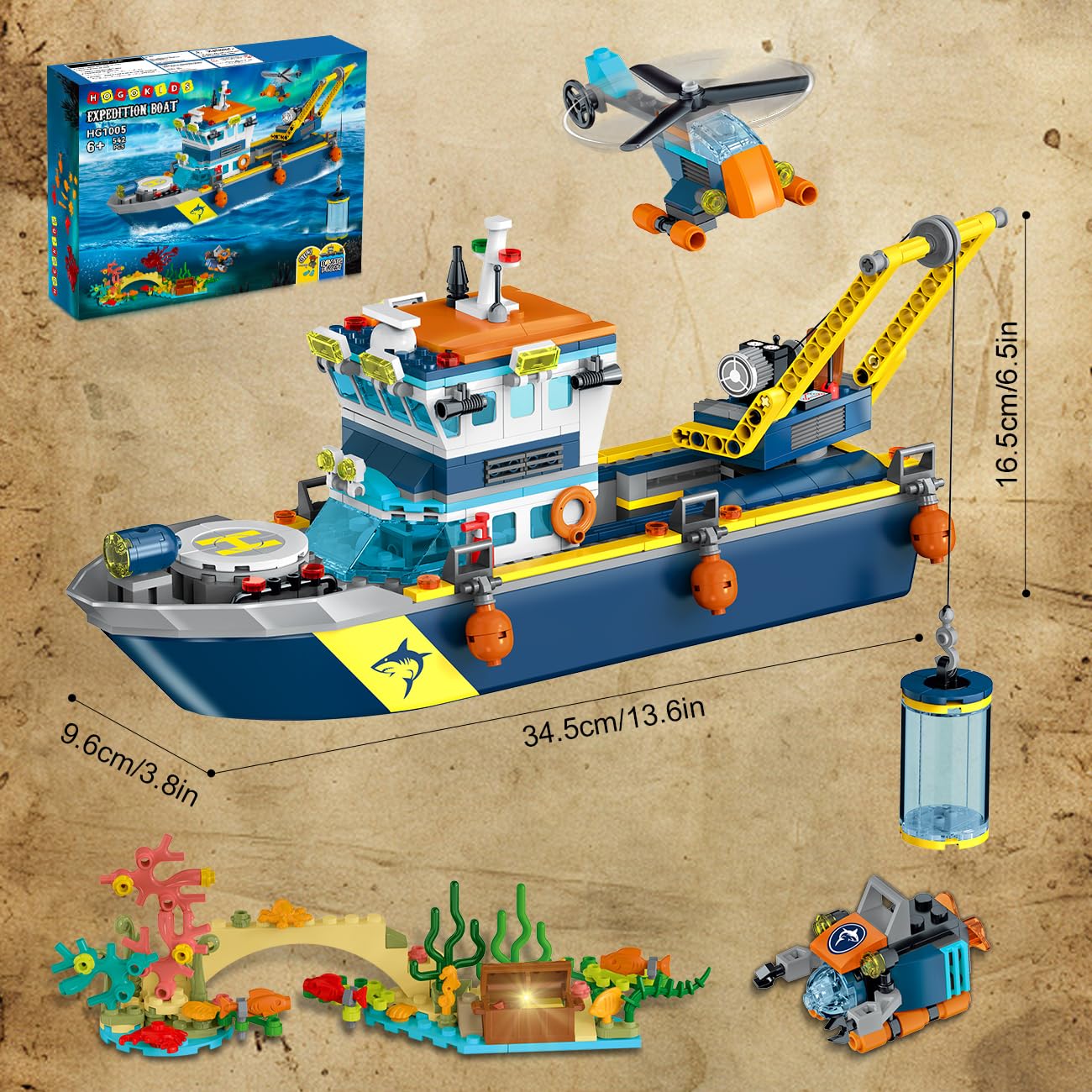 HOGOKIDS City Floatable Boat is built from non-toxic, rounded-edge bricks.