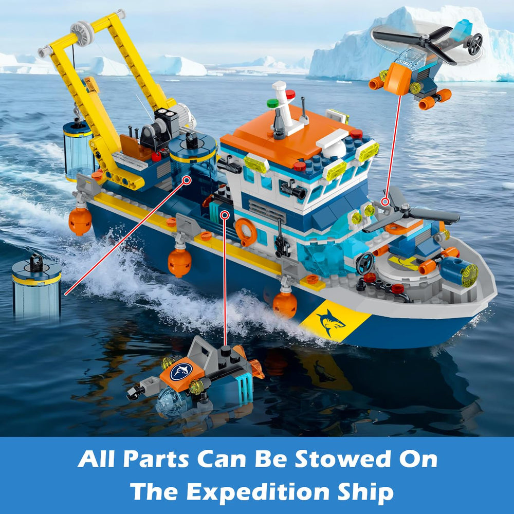 HOGOKIDS City Floatable Boat onboard lab and cabin access spark imaginative missions.