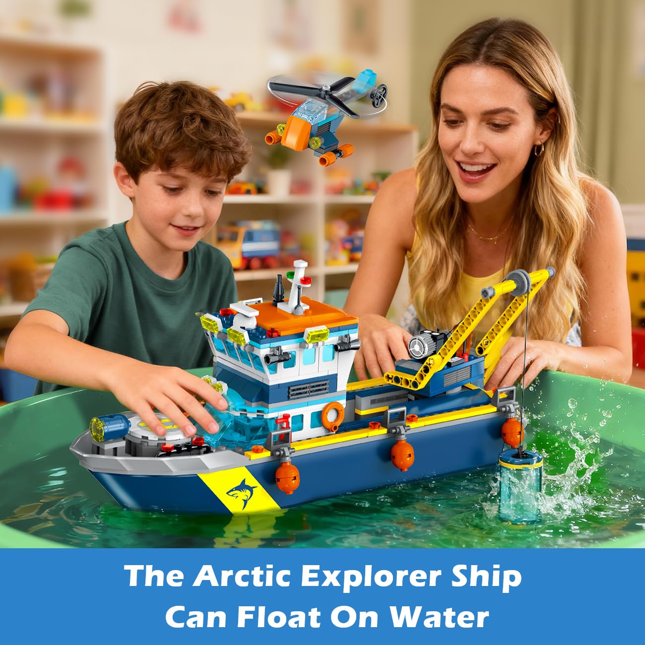HOGOKIDS City Floatable Boat submarine and shark cage for hands-on exploration.