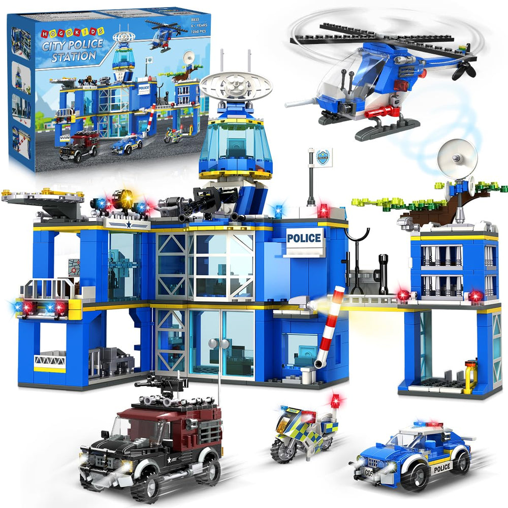 HOGOKIDS city police station 2-storey façade for imaginative play and role-play scenarios.