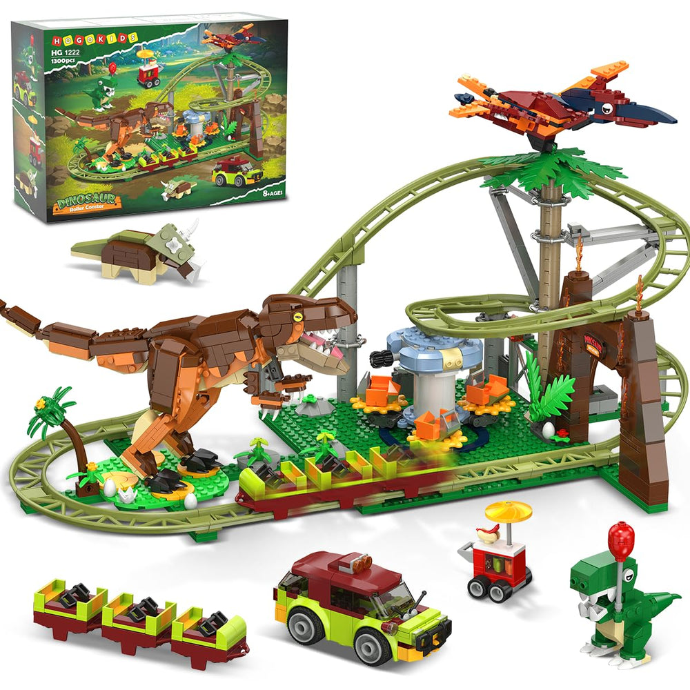 HOGOKIDS dinosaur roller coaster set offers track-building fun for creative play