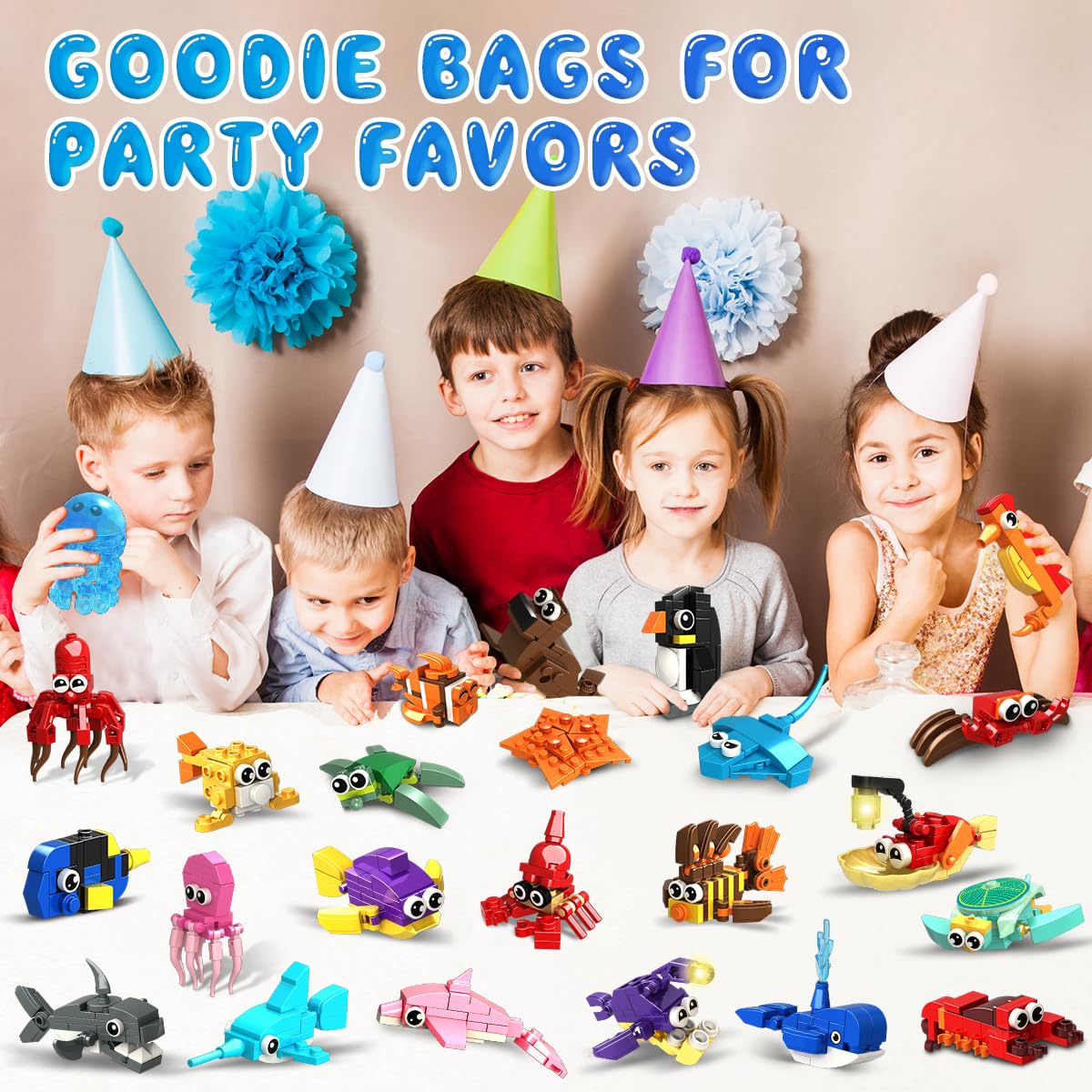 HOGOKIDS dolphin blocks for valentines gifts, encourages collaborative building and storytelling
