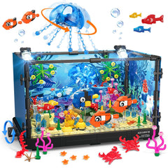HOGOKIDS fish-tank-building-set with LED light offers immersive underwater play for kids.