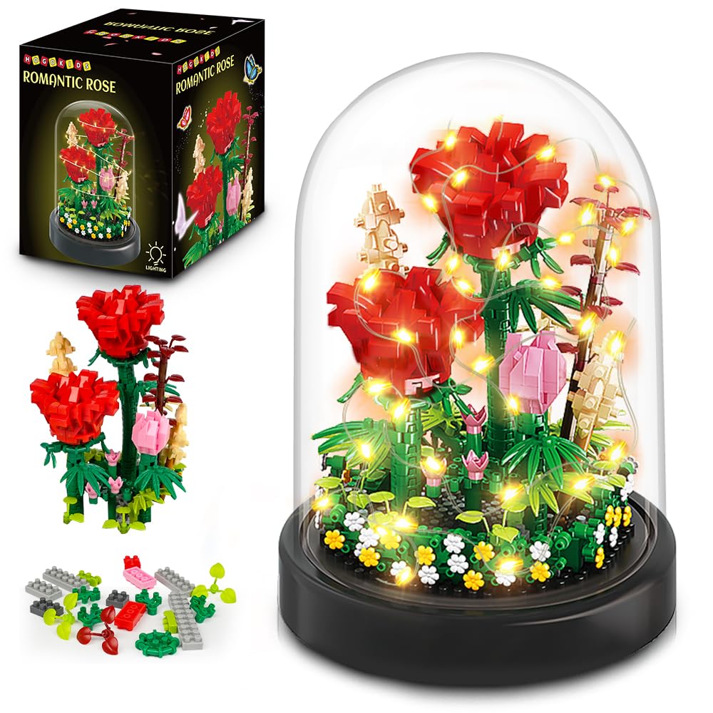 HOGOKIDS Flower Bouquet Building Kit cover with a dust-free display option.
