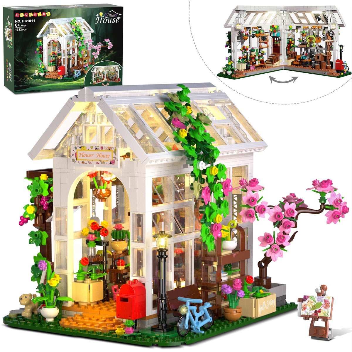 HOGOKIDS Flower House with LED light enhances your shelf display