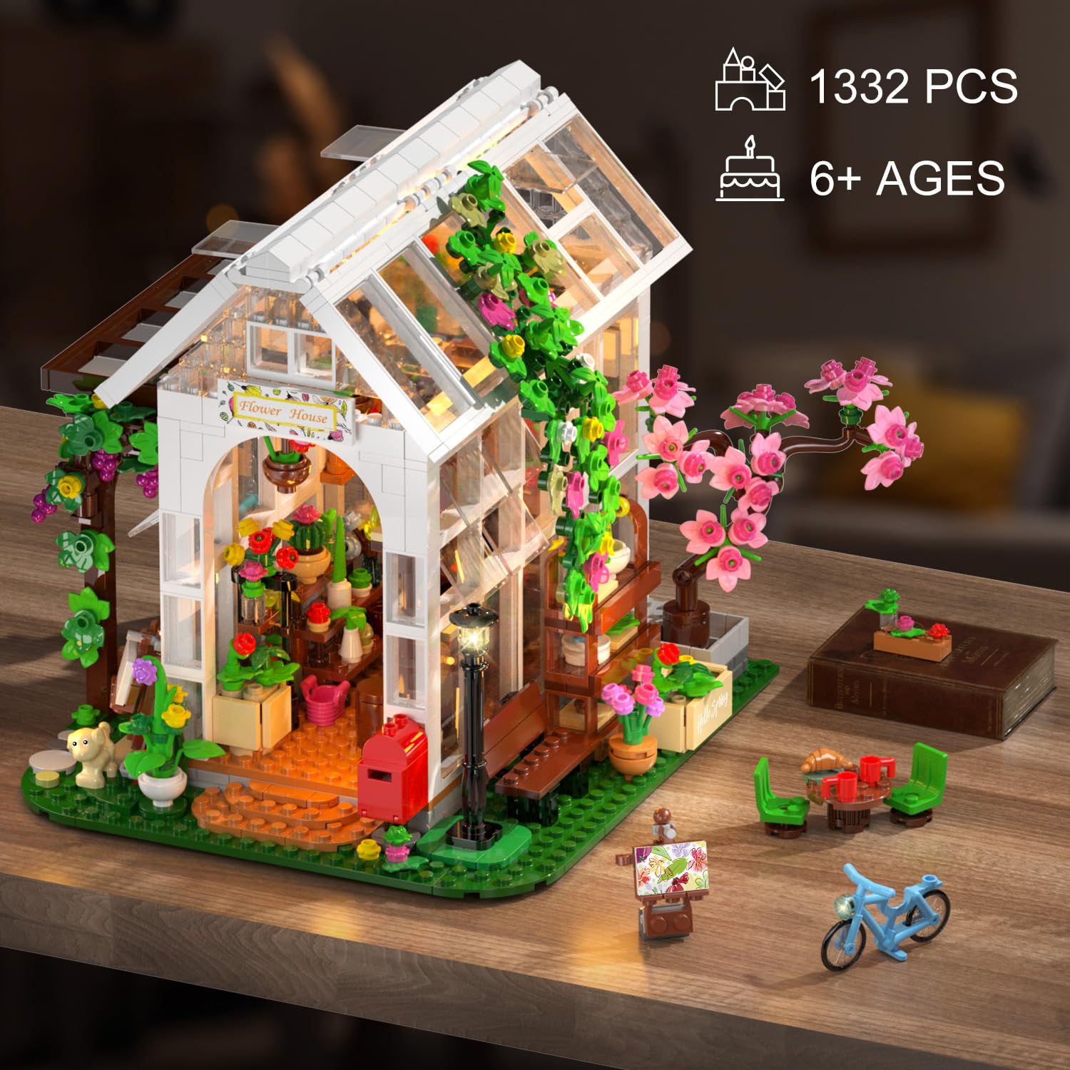 HOGOKIDS Flower House includes cats and accessories for playful scenes