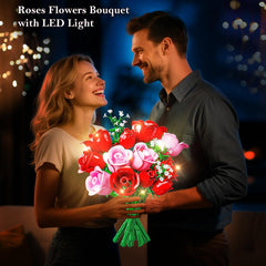 HOGOKIDS red-pink bouquet with LED lighting for warm ambience.