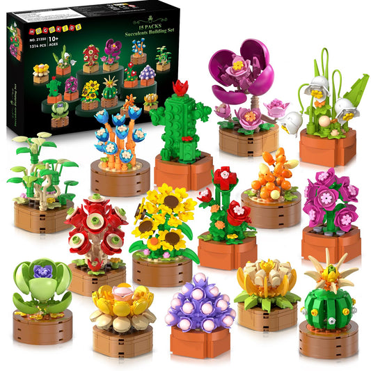 HOGOKIDS flowers and succulents mini-buildings overview for stylish decor.