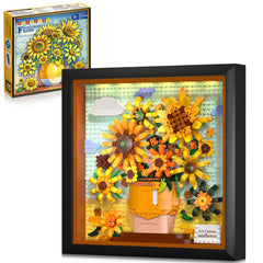 HOGOKIDS Sunflower building set with lights brightly illuminates a wall art centerpiece