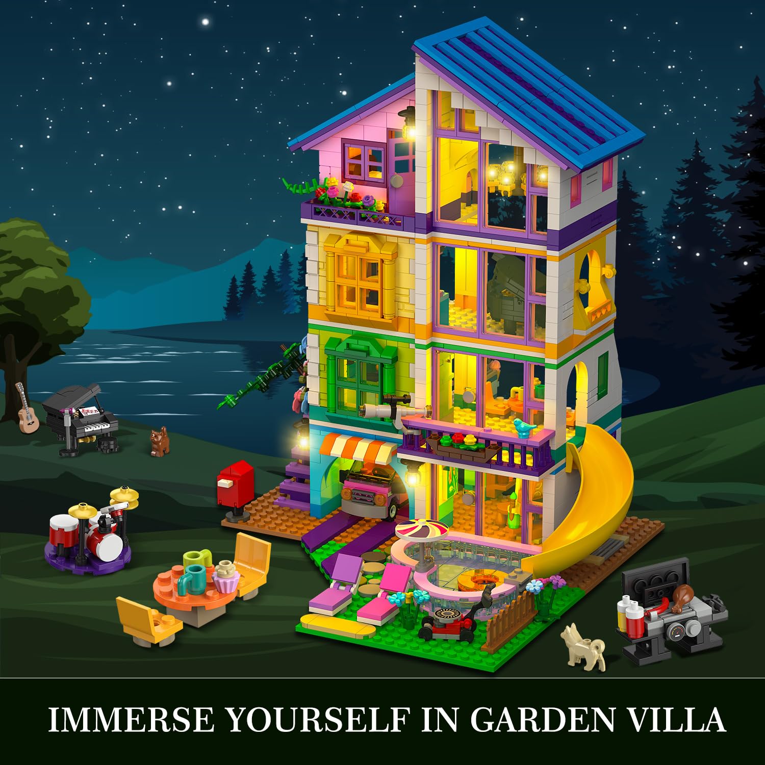 HOGOKIDS Girls House with garden and flowers inspires imaginative play indoors and outdoors.