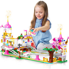 HOGOKIDS roller coaster pink park scene promotes imaginative play with friends.