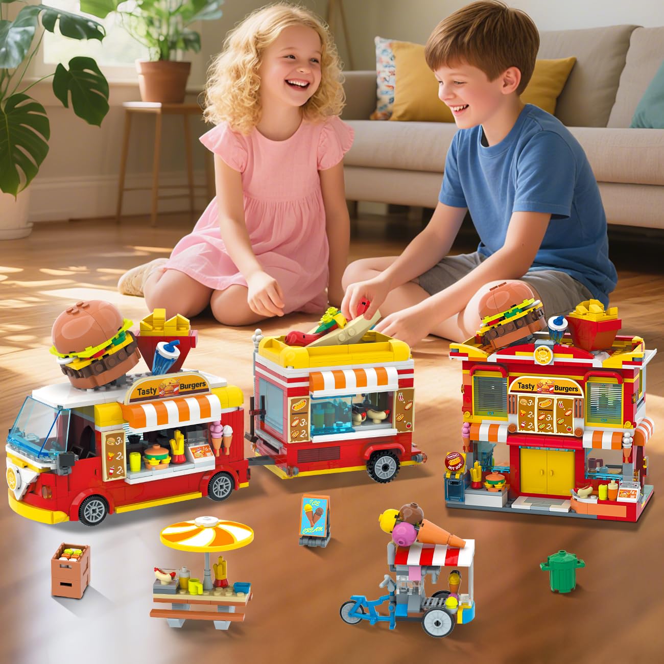 HOGOKIDS ice cream cart accessory for pretend dessert service.