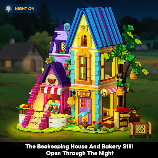 HOGOKIDS LED-lit honey house creates a cozy evening scene.