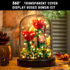 HOGOKIDS LED rose kit lighting adds romantic glow on a shelf.